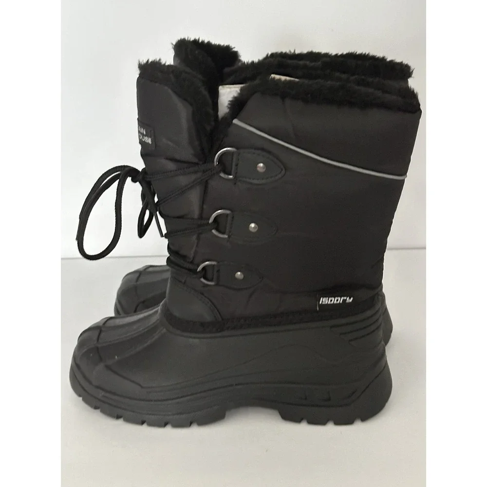 EUC Mountain Warehouse Whistler Kids Sherpa Lined Waterproof Black Snow Boots